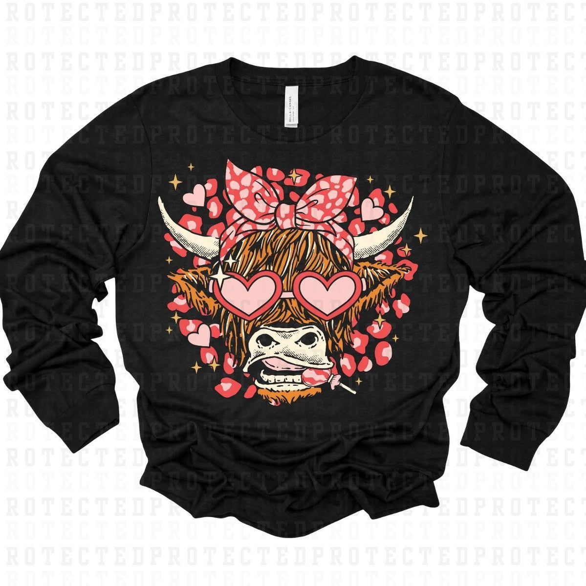 Floral Highland Cow With Glasses - Heat Transfer, DTF