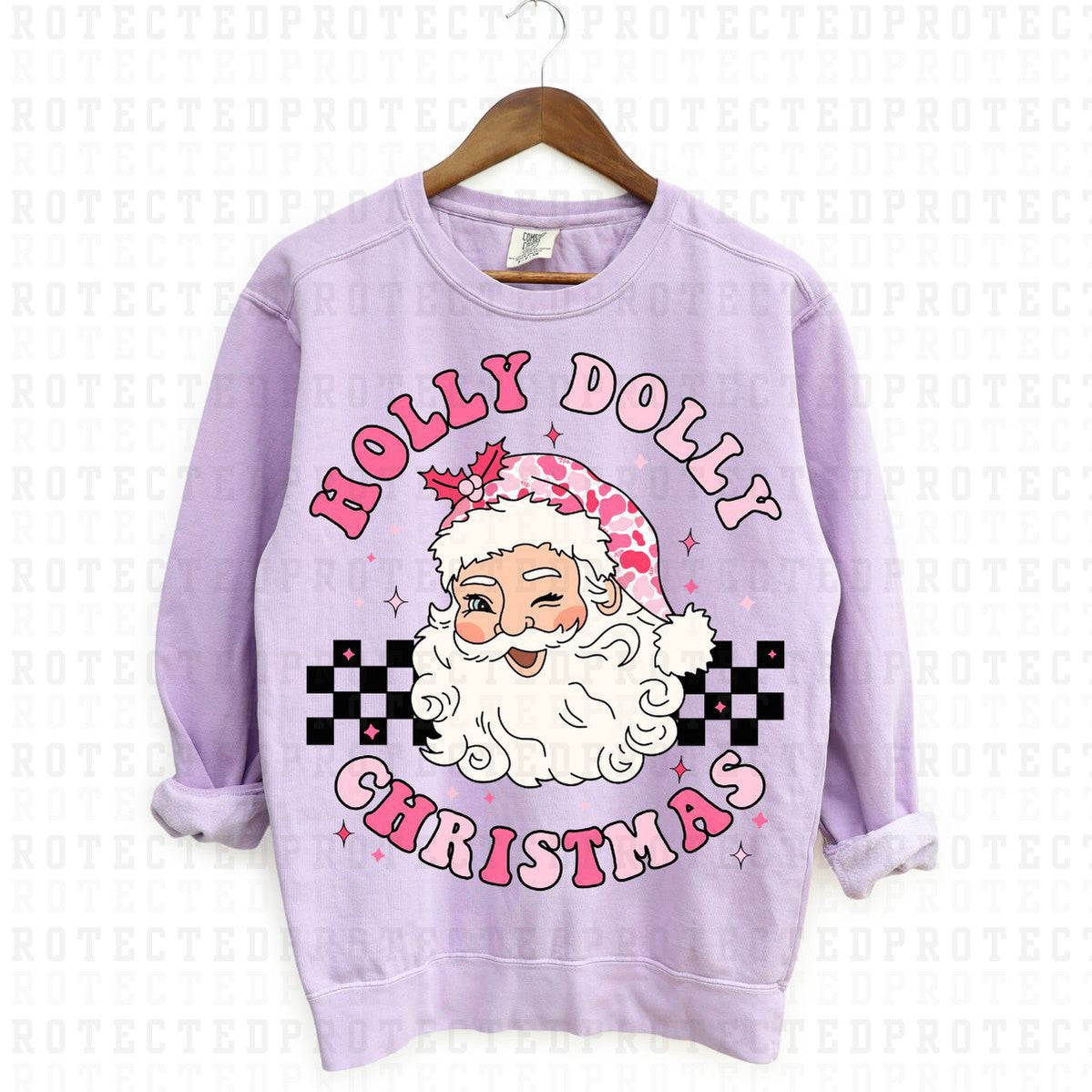 HOLLY DOLLY CHRISTMAS *BLACK CHECKERED* - DTF TRANSFER