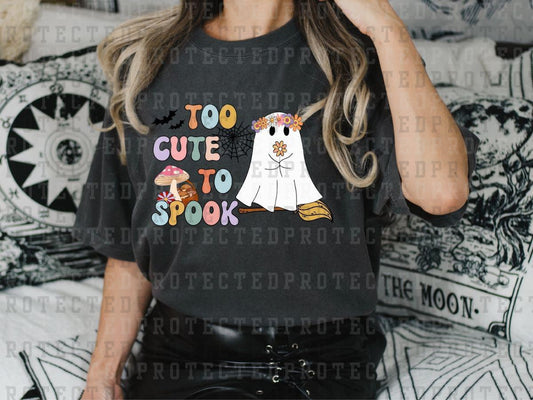 TOO CUTE TO SPOOK - FLOWER CROWN GHOST + BROOM - DTF TRANSFERS