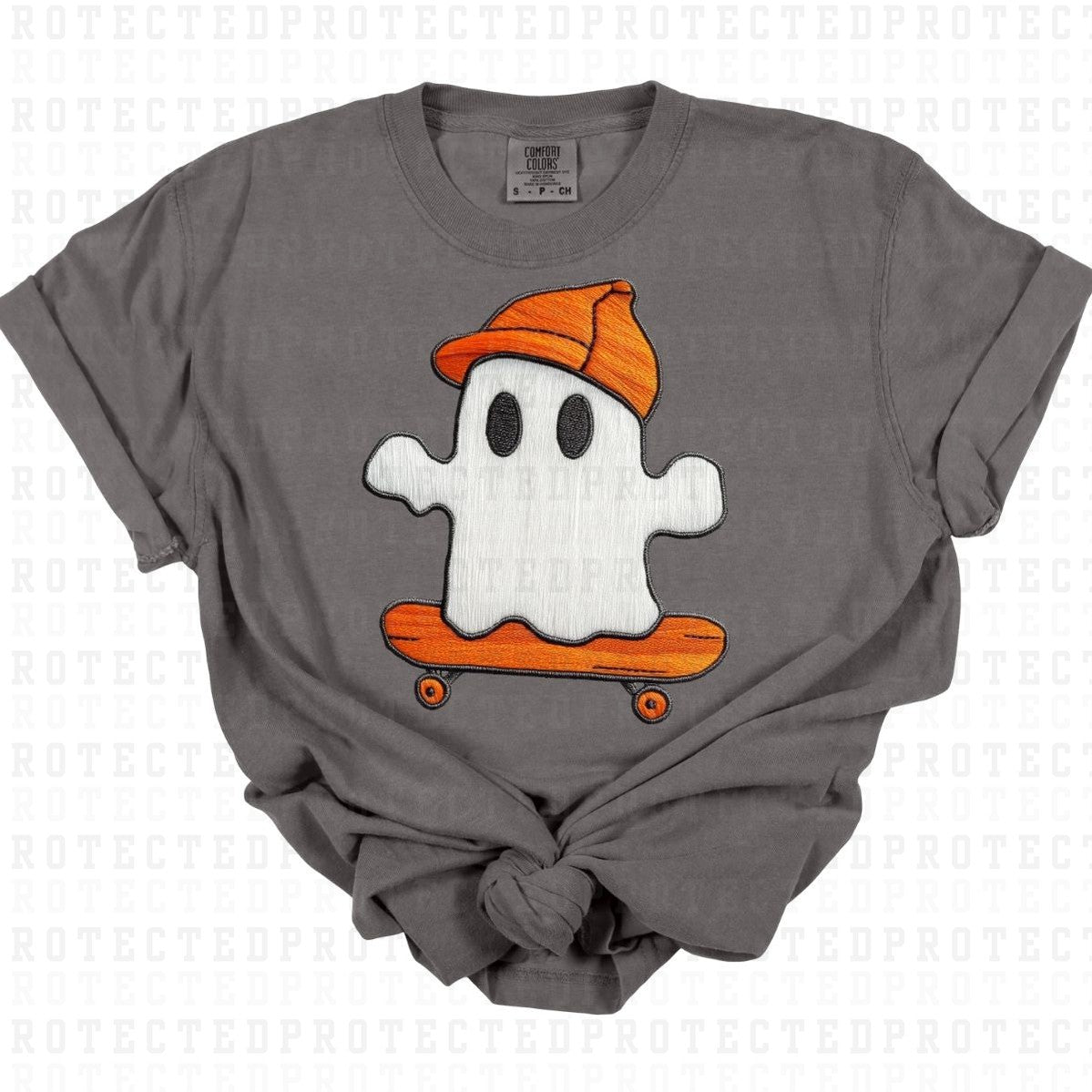 SKATEBOARDING GHOST *FAUX EMBROIDERY* - DTF TRANSFER