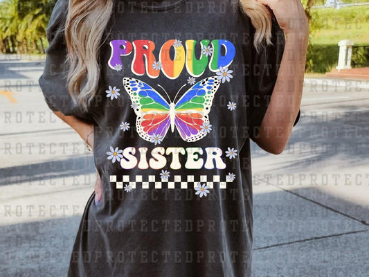 PROUD SISTER - PRIDE BUTTERFLY - WHITE - DTF TRANSFER