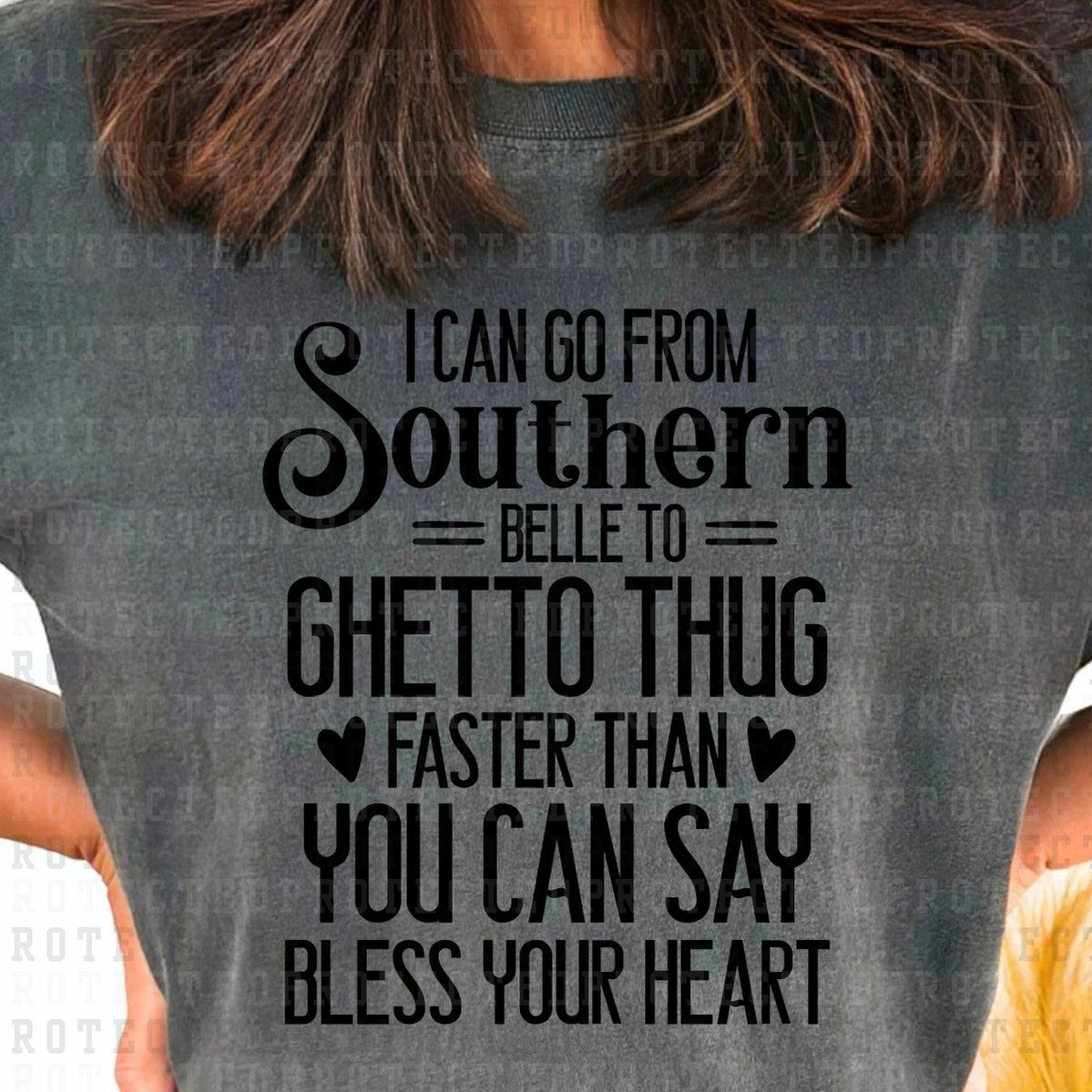 SOUTHERN BELLE TO GHETTO THUG *SINGLE COLOR* - DTF TRANSFER