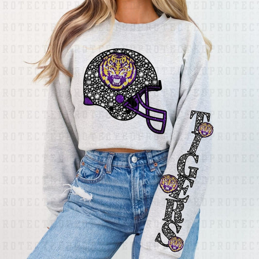 TIGERS *FAUX RHINESTONES/SLEEVE DESIGN COMES IN 6"* (FULL FRONT/1 SLEEVE) - DTF TRANSFER