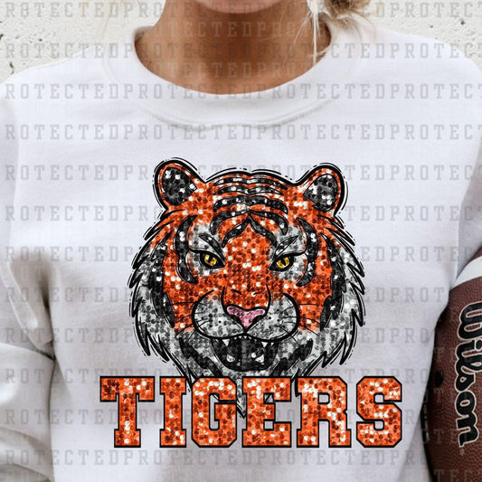 TIGERS FOOTBALL *FAUX SEQUINS* - DTF TRANSFER