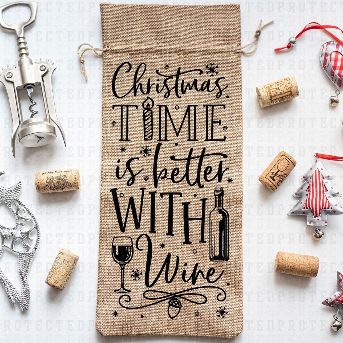 CHRISTMAS TIME IS BETTER WITH WINE *SINGLE COLOR* - DTF TRANSFER