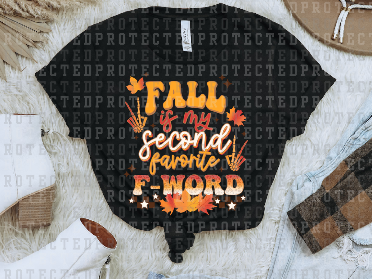 FALL IS MY SECOND FAVORITE F-WORD - NEON SKELETON PEACE SIGNS - BROWN STARS - YELLOW/RED/WHITE- DTF TRANSFERS