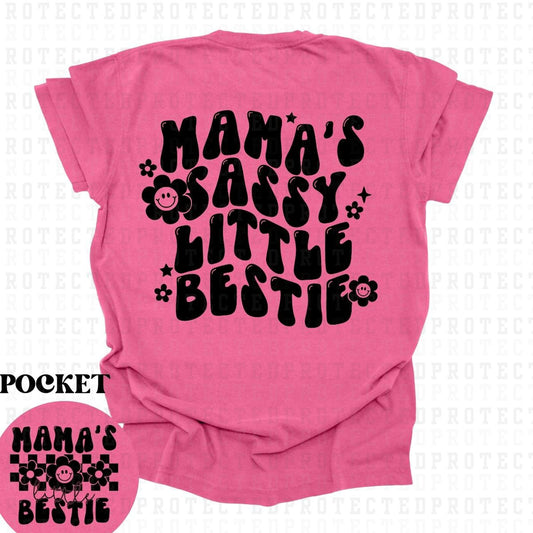 SASSY LITTLE BESTIE (SINGLE COLOR/POCKET+BACK) - DTF TRANSFER