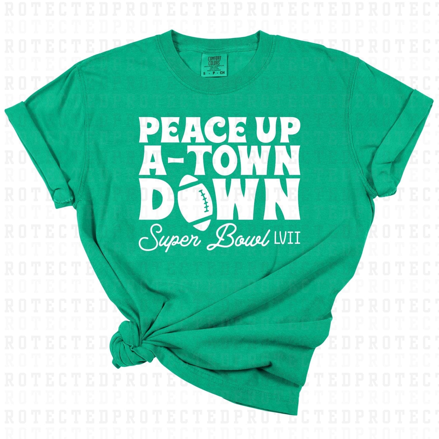 PEACE UP A-TOWN DOWN SUPERBOWL LVIII *WHITE TEXT - SINGLE COLOR* - DTF TRANSFER