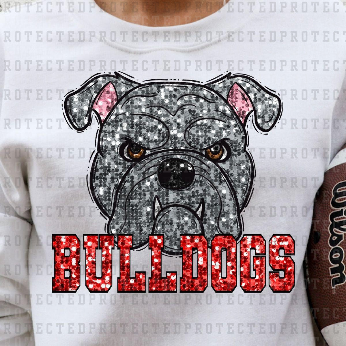 BULLDOGS FOOTBALL *FAUX SEQUINS* - DTF TRANSFER