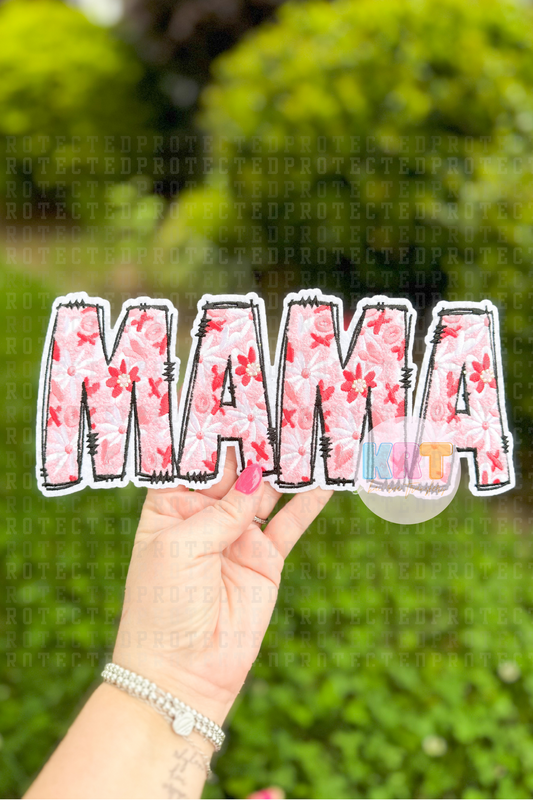 PINK FLORAL MAMA - CHENILLE PATCH