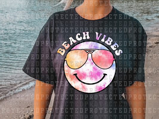 BEACH VIBES - TIE DYE - SMILEY W/ SHADES - DTF TRANSFERS