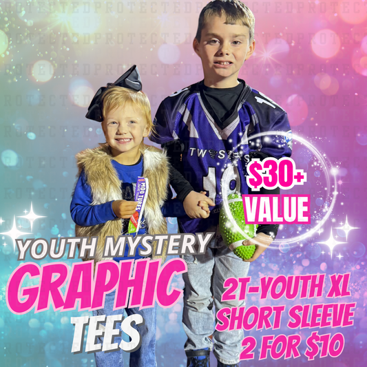 MYSTERY COMPLETED KIDS GRAPHIC TEE - 2 FOR $10