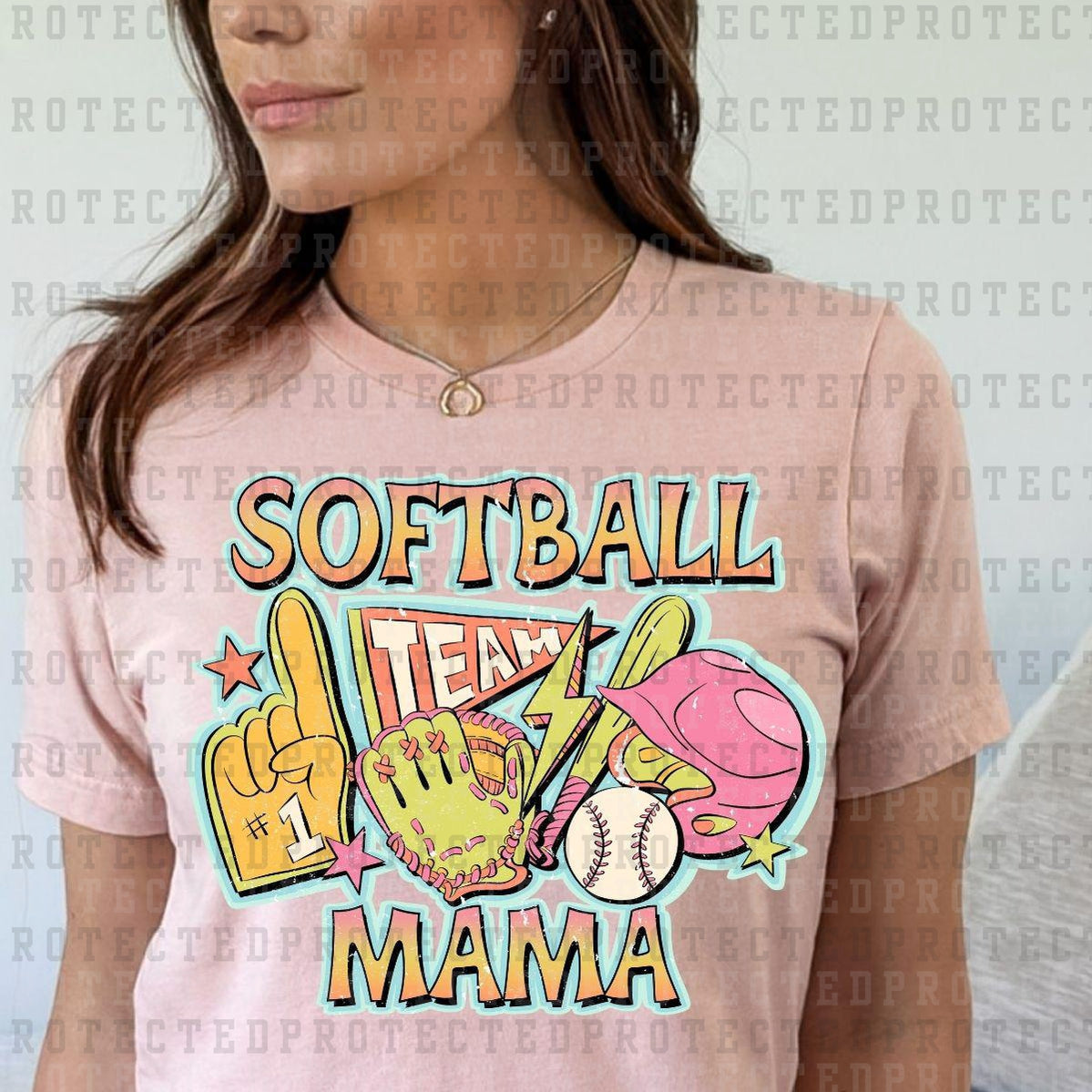 SOFTBALL MAMA *W/ GRUNGE* - DTF TRANSFER