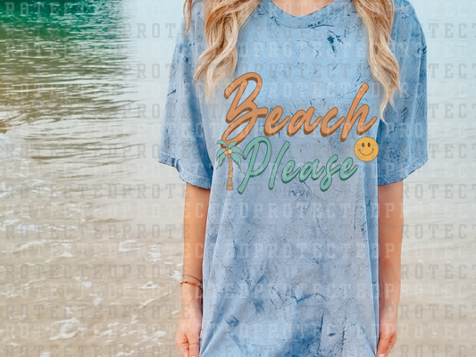 BEACH PLEAS - PEACH/TEAL - YELLOW SMILEY - PALM TREE - DTF TRANSFERS