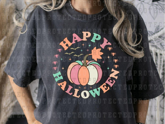 HAPPY HALLOWEEN - PUMPKIN CIRCLE  - DTF TRANSFERS