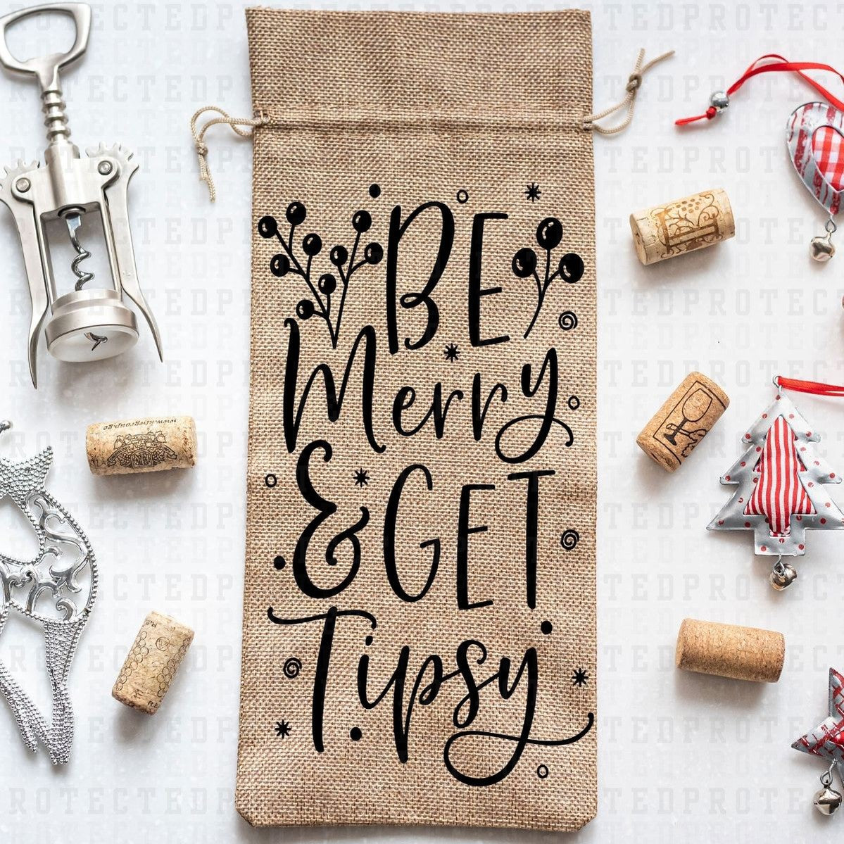 BE MERRY & GET TIPSY *SINGLE COLOR* - DTF TRANSFER