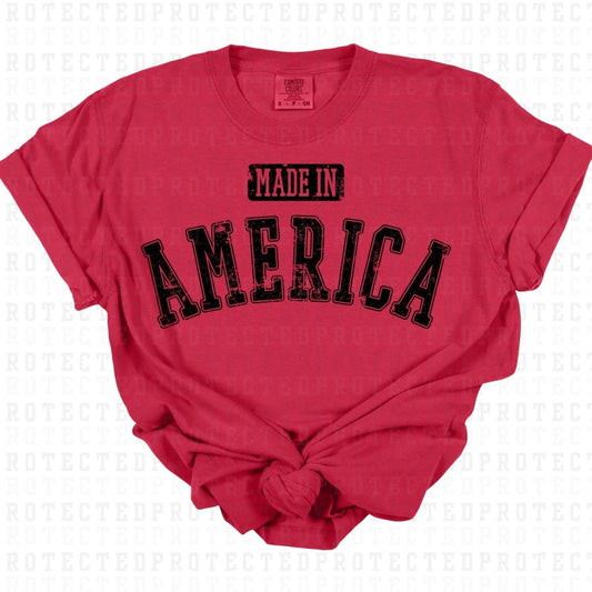 MADE IN AMERICA *BLACK W/GRUNGE - SINGLE COLOR* - DTF TRANSFER