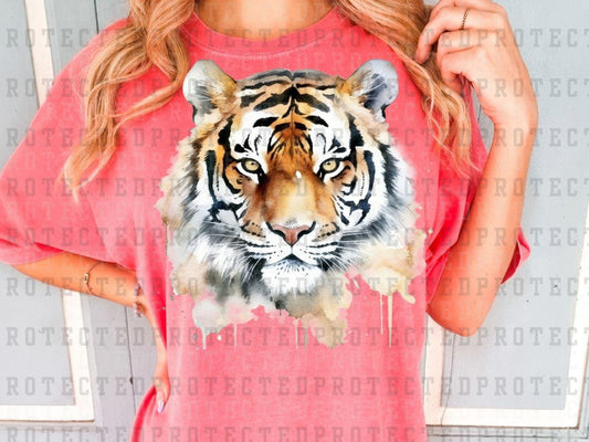 WATERCOLOR TIGER - GREY/CREAM - DTF TRANSFERS