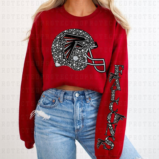 FALCONS *FAUX RHINESTONES/SLEEVE DESIGN COMES IN 6"* (FULL FRONT/1 SLEEVE) - DTF TRANSFER