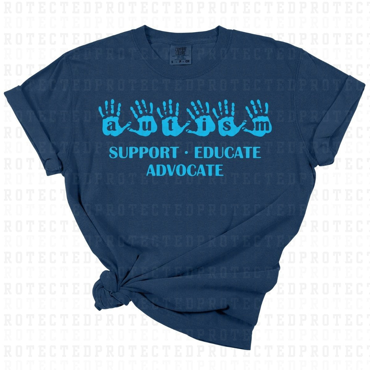 AUTISM SUPPORT EDUCATE ADVOCATE *SINGLE COLOR* - DTF TRANSFER