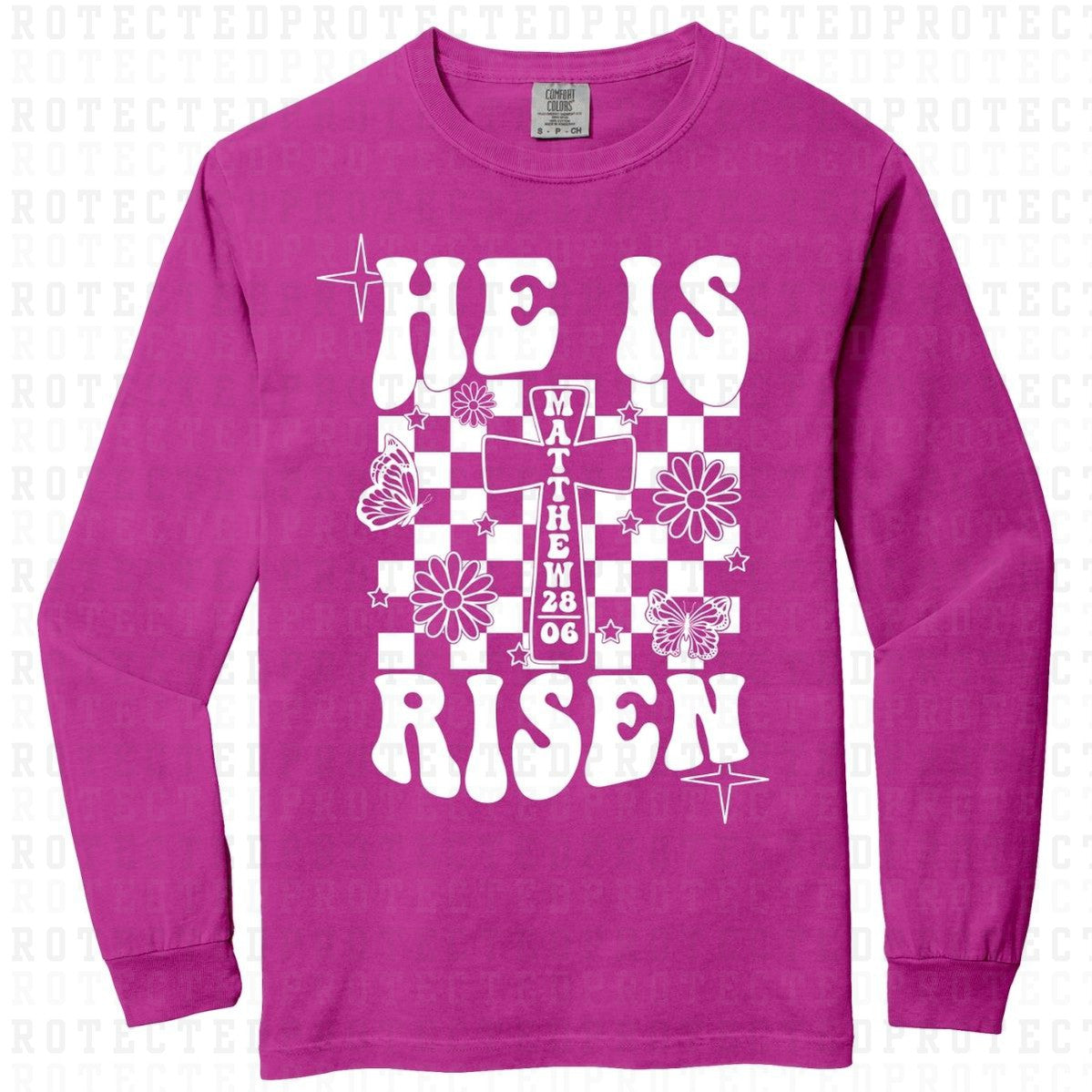 HE IS RISEN *WHITE - SINGLE COLOR* - DTF TRANSFER