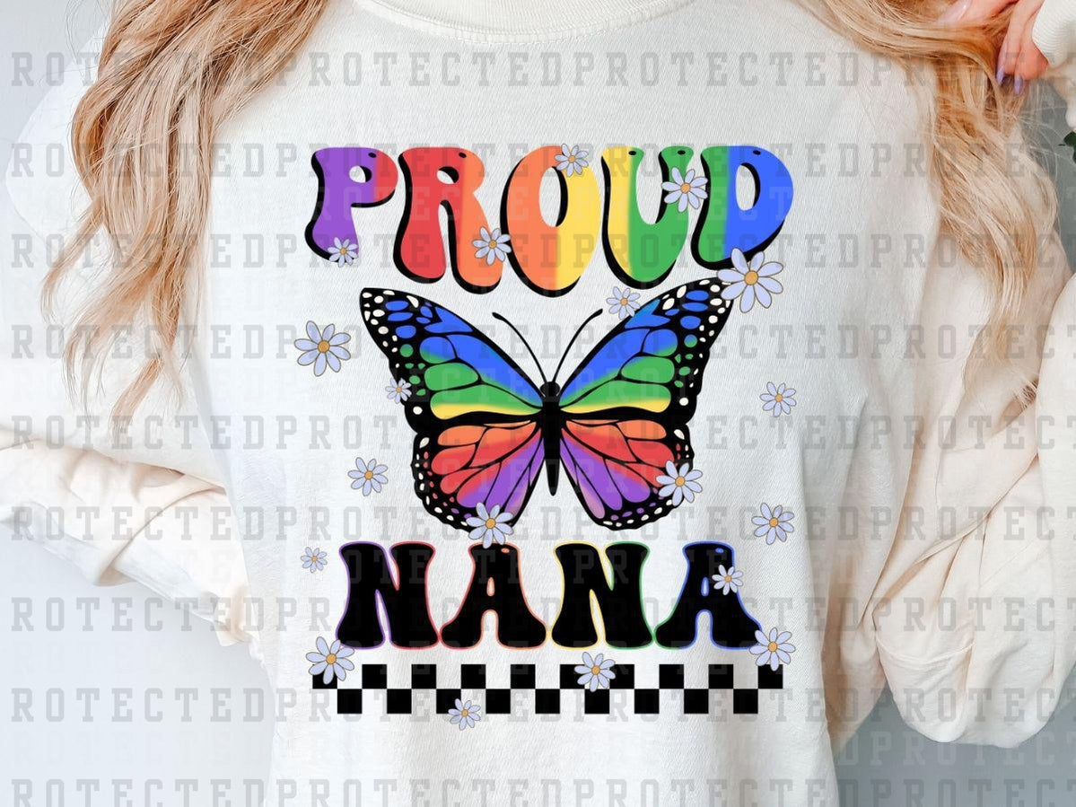 PROUD NANA - PRIDE BUTTERFLY - BLACK - DTF TRANSFER