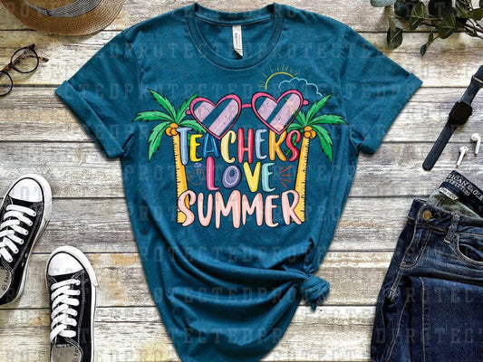 TEACHERS LOVE SUMMER - RULER PALM TREES - DTF TRANSFERS