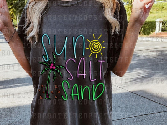 SUN SALT SAND - PALM TREE - SUN - NEON LIGHT EFFECT  - DTF TRANSFERS