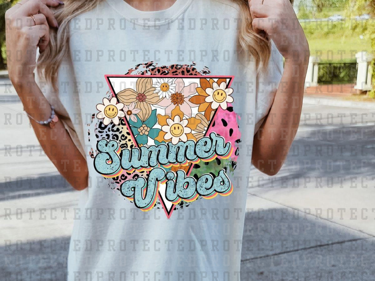 SUMMER VIBES - FLORAL SMILEY, UPSIDE DOWN TRIANGLE, LEOPARD, WATERMELON - DTF TRANSFERS