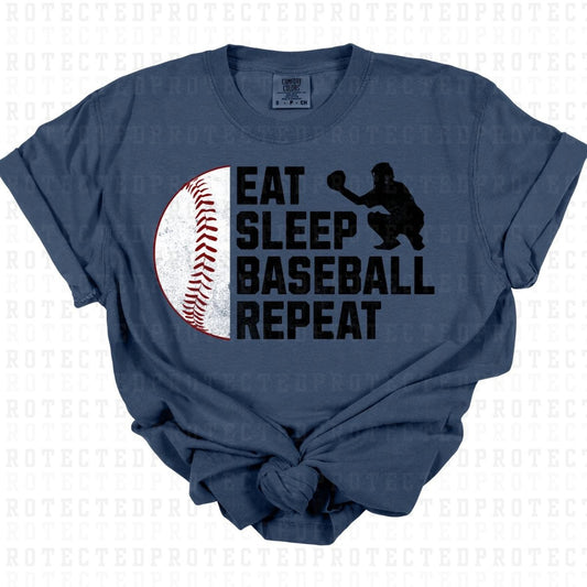 EAT SLEEP BASEBALL REPEAT *BLACK* - DTF TRANSFER