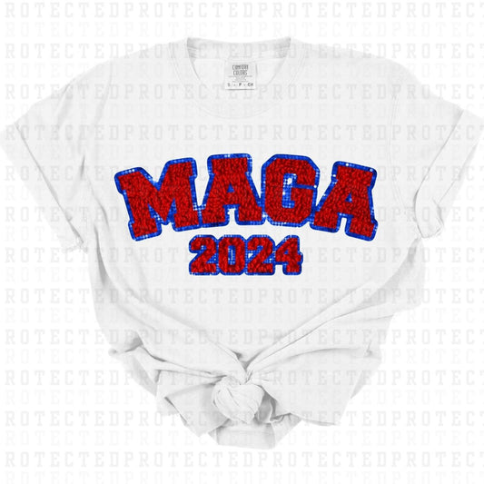 MAGA 2024 *FAUX SEQUIN/FAUX CHENILLE/DONALD TRUMP* - DTF TRANSFER