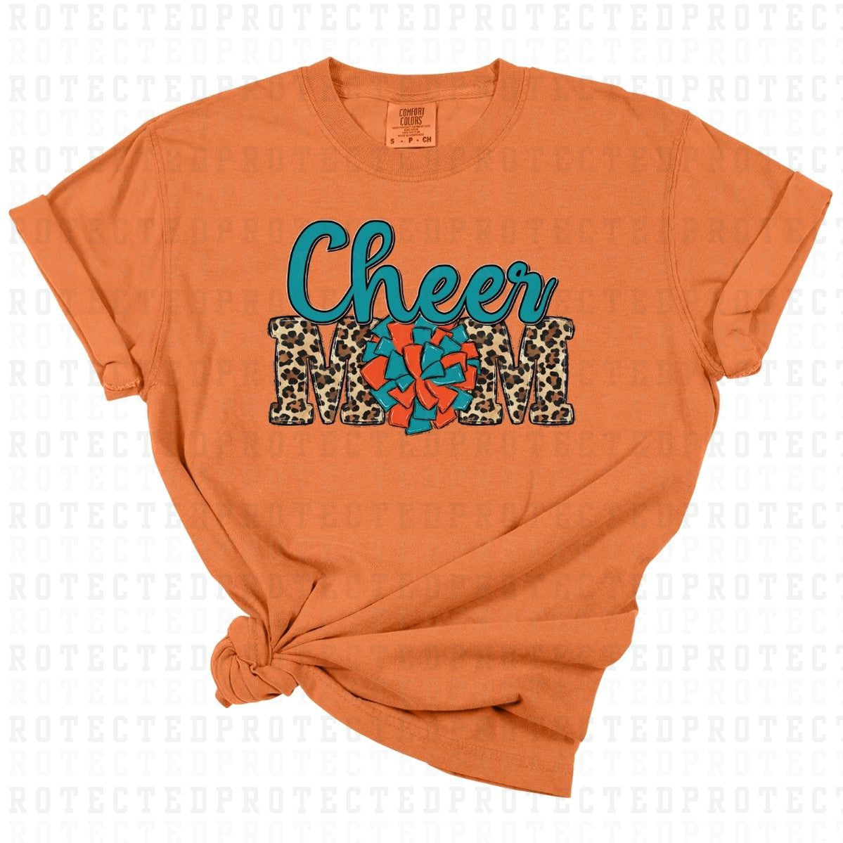 CHEER MOM *TEAL & ORANGE* - DTF TRANSFER