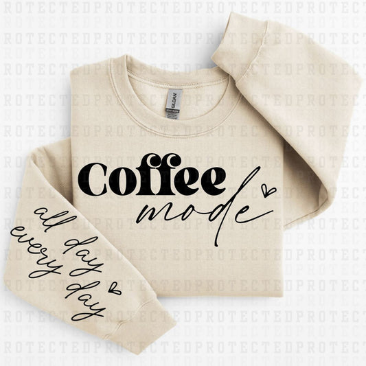 COFFEE MODE *SINGLE COLOR - SLEEVE DESIGN COMES IN 6"* (FULL FRONT/1 SLEEVE) - DTF TRANSFER