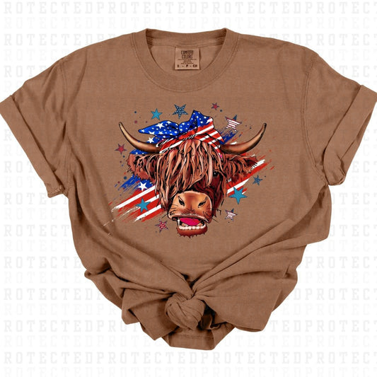 PATRIOTIC HIGHLAND COW - DTF TRANSFER