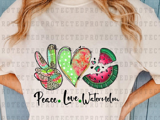 PEACE LOVE WATERMELON - LEOPARD TIE DYE PEACE - GREEN POLKA DOT HEART - DTF TRANSFERS