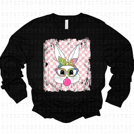 EASTER BUNNY *PINK CHECKERED BACKGROUND* - DTF TRANSFER