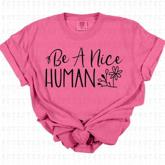 BE A NICE HUMAN *SINGLE COLOR* - DTF TRANSFER