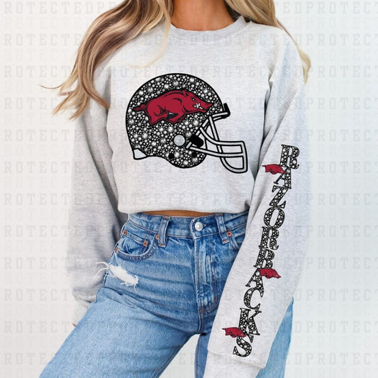 RAZORBACKS *FAUX RHINESTONES/SLEEVE DESIGN COMES IN 6"* (FULL FRONT/1 SLEEVE) - DTF TRANSFER