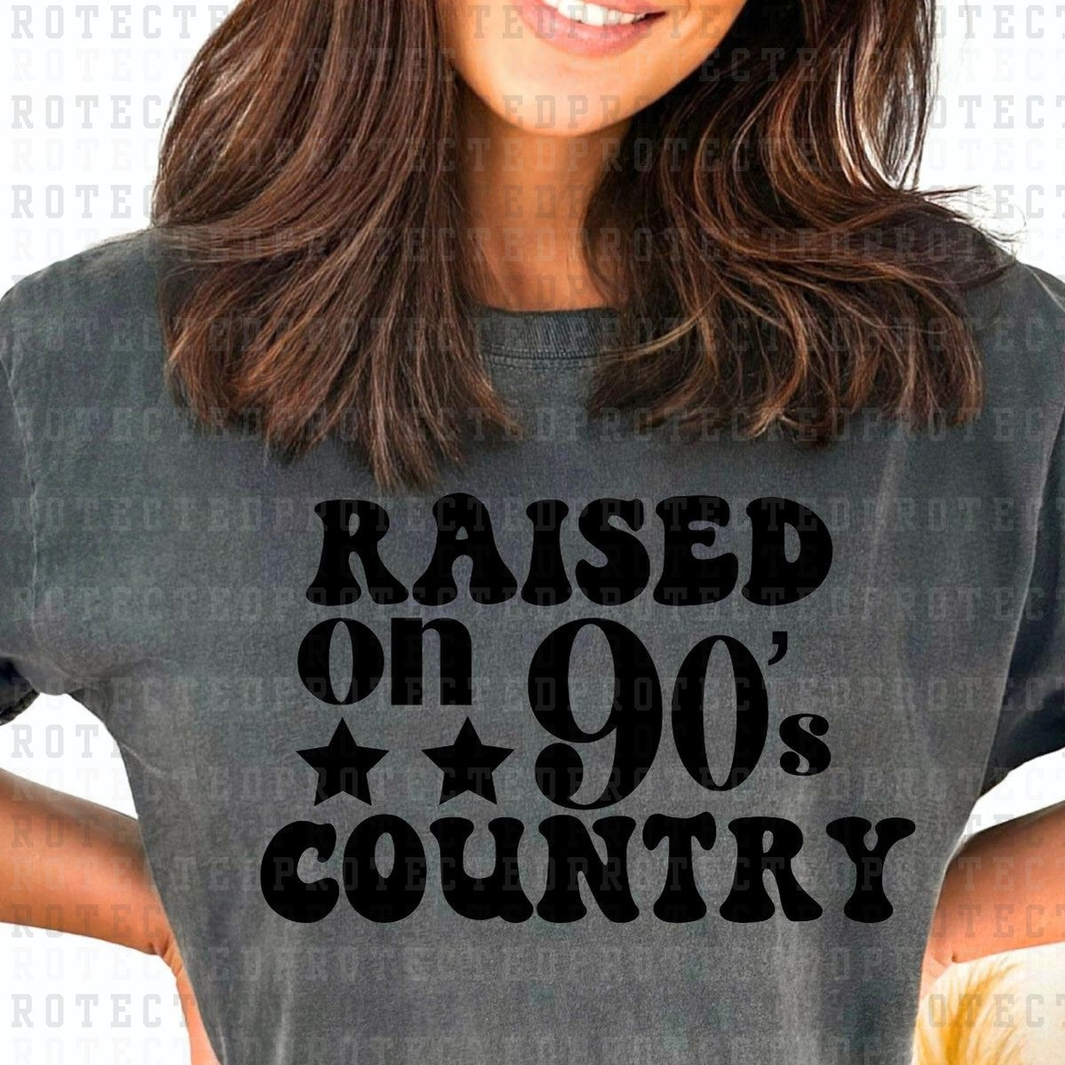 RAISED ON 90'S COUNTRY *SINGLE COLOR* - DTF TRANSFER