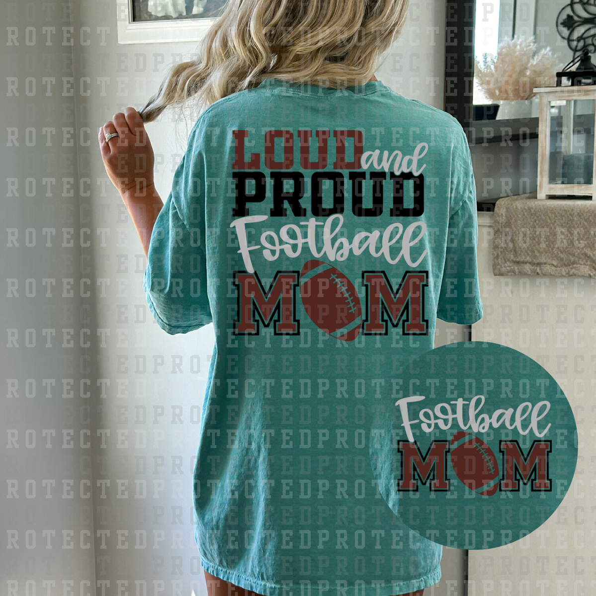 LOUD AND PROUD FOOTBALL MOM (POCKET/BACK) - DTF TRANSFER