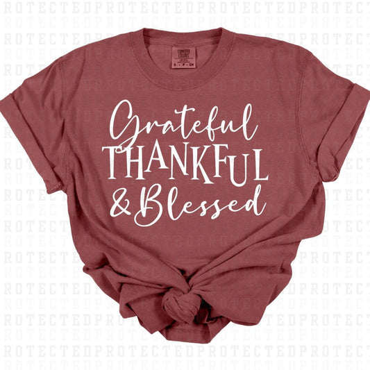 GRATEFUL THANKFUL BLESSED *SINGLE COLOR* - DTF TRANSFER