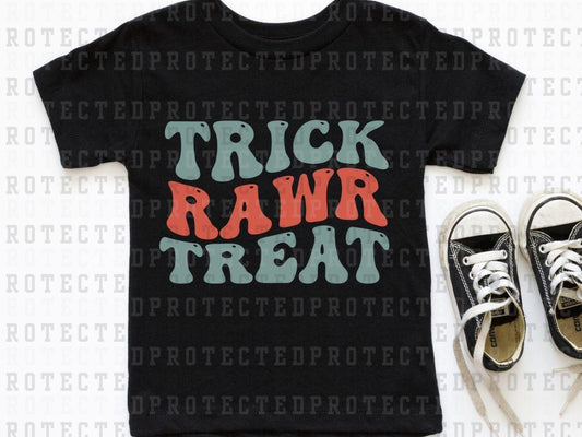 TRICK RAWR TREAT - TEAL/RED - DTF TRANSFER