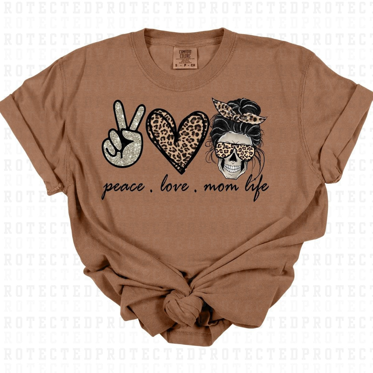 PEACE LOVE MOM LIFE *W/FAUX SEQUIN* - DTF TRANSFER