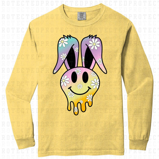 DRIPPY EASTER BUNNY SMILEY *MULTICOLOR W/ DAISIES* - DTF TRANSFER