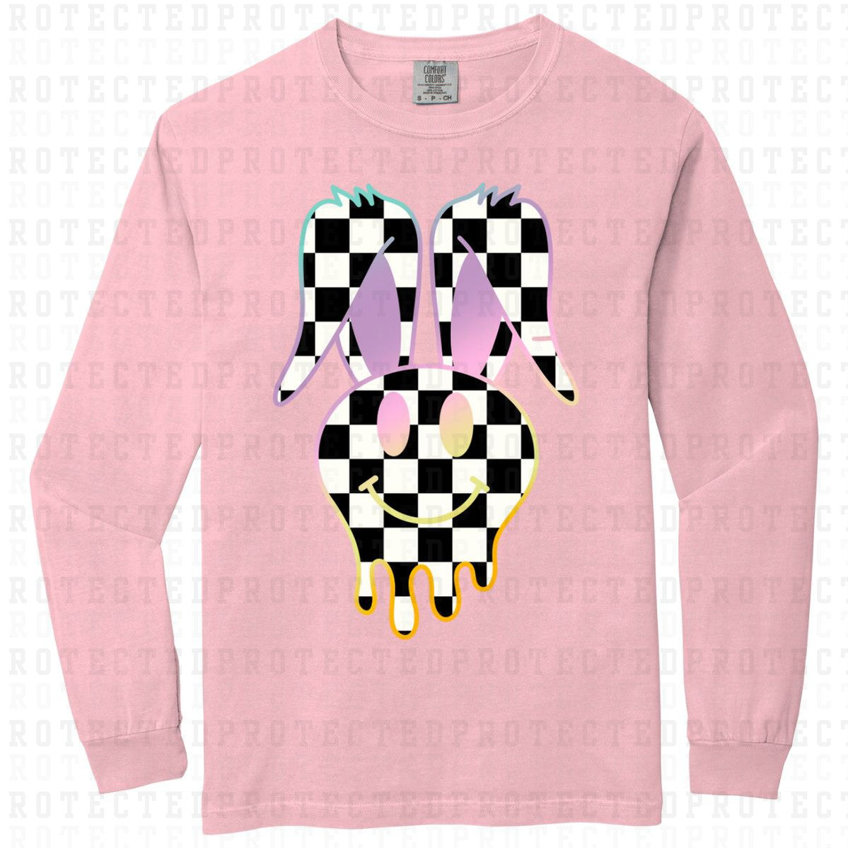 DRIPPY EASTER BUNNY SMILEY *CHECKERED* - DTF TRANSFER