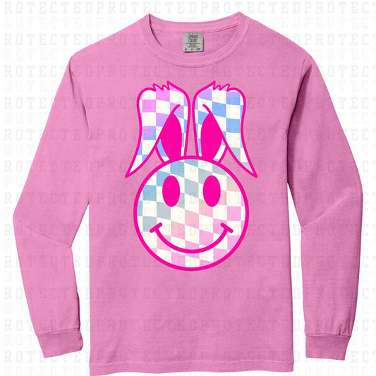 DRIPPY EASTER BUNNY SMILEY *MULTI COLOR CHECKERED* - DTF TRANSFER