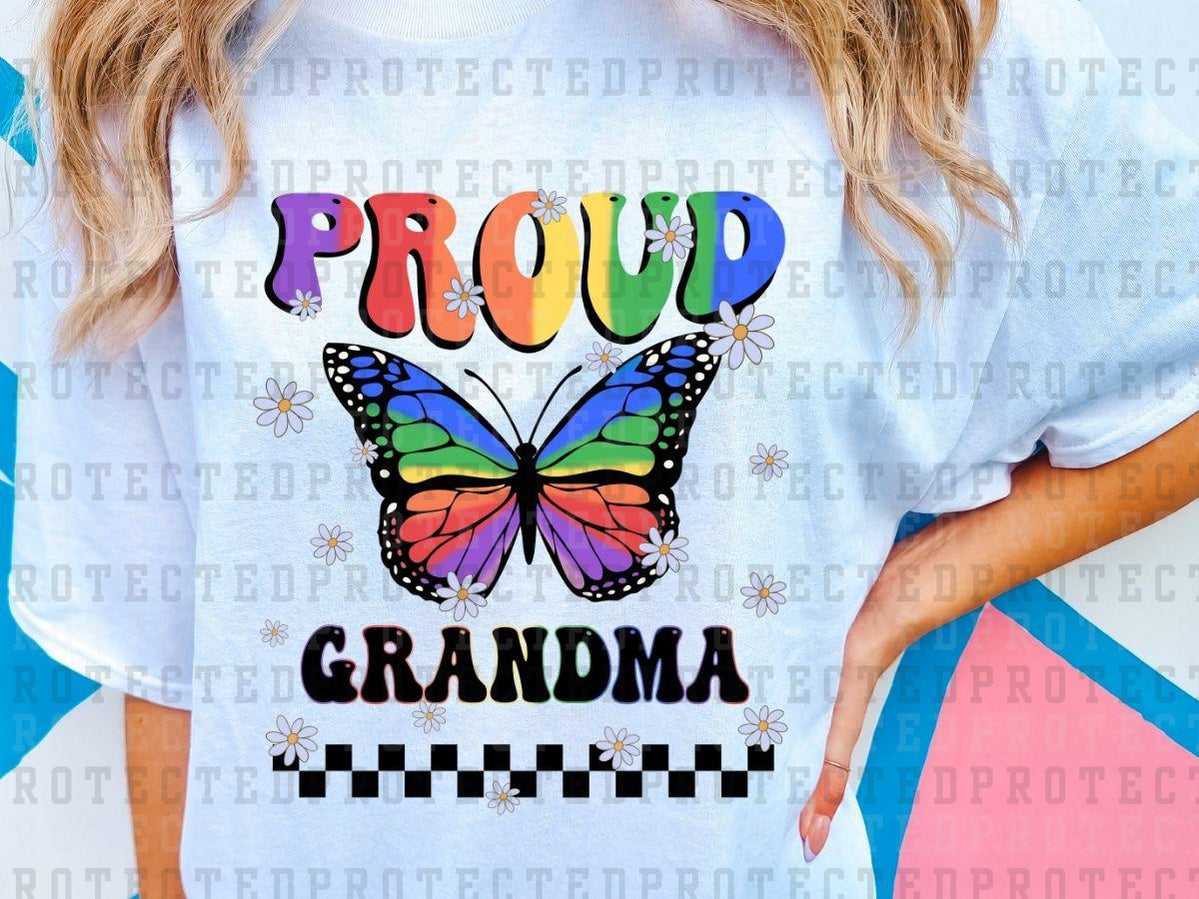 PROUD GRANDMA - PRIDE BUTTERFLY - BLACK - DTF TRANSFER