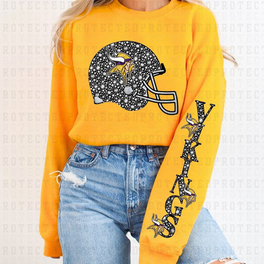 VIKINGS *FAUX RHINESTONES/SLEEVE DESIGN COMES IN 6"* (FULL FRONT/1 SLEEVE) - DTF TRANSFER