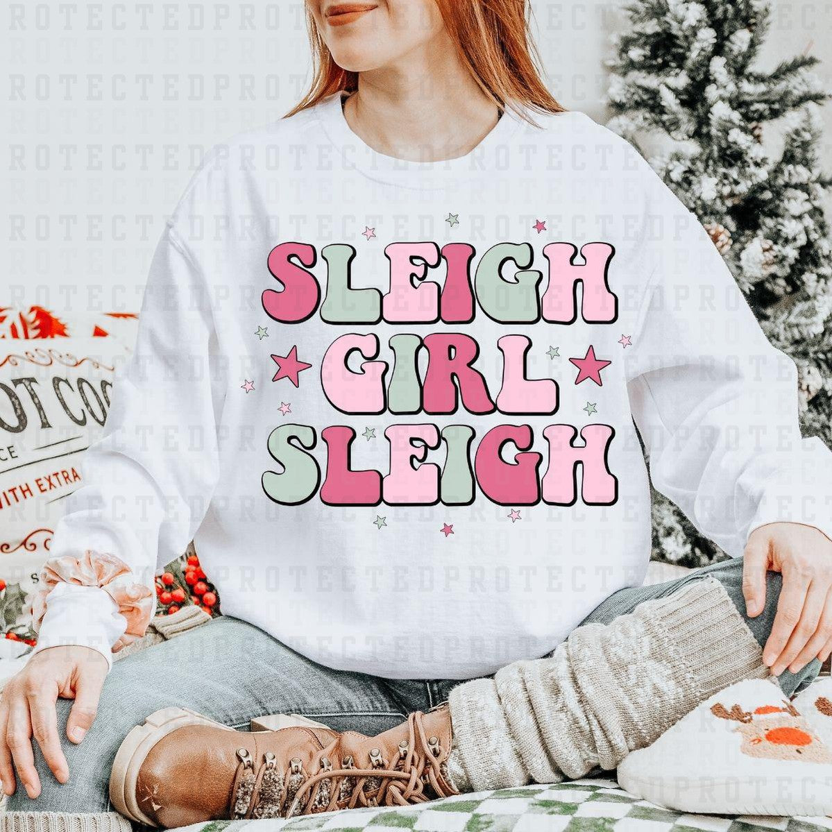 SLEIGH GIRL SLEIGH COLORFUL - DTF TRANSFER