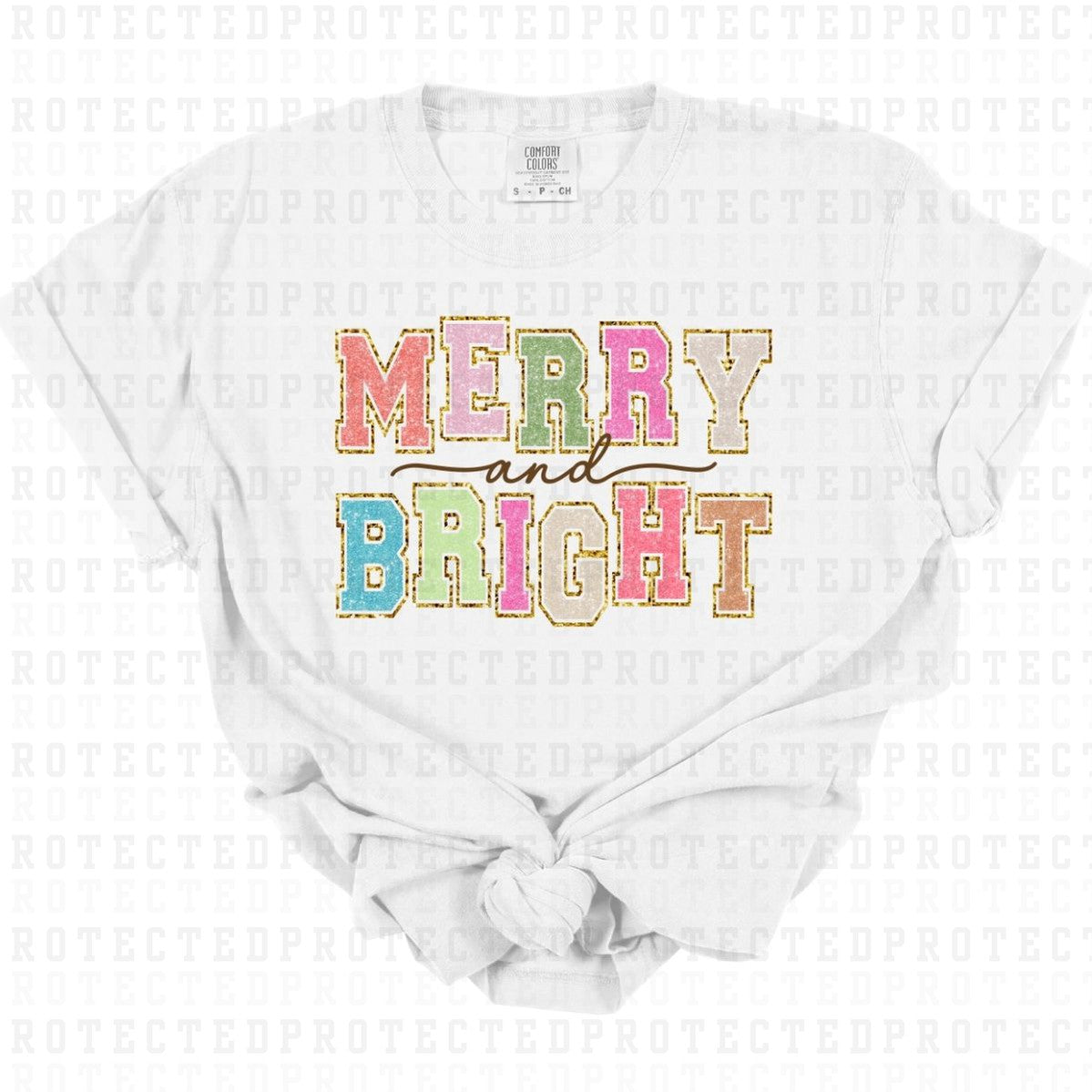 MERRY & BRIGHT *FAUX SEQUIN* - DTF TRANSFER